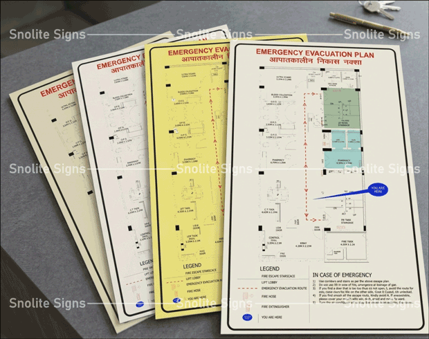 Night Glow Fire Evacuation Plan Sandwich Type 3MM Double Sheet Night Glow Print in Delhi Ncr, Buy Sun Board Fire Evacuation Plan for Office & Factory 12x18 Inch