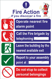 Fire Action Chart, Safety Poster, Fire Safety Poster, Fire Safety Chart