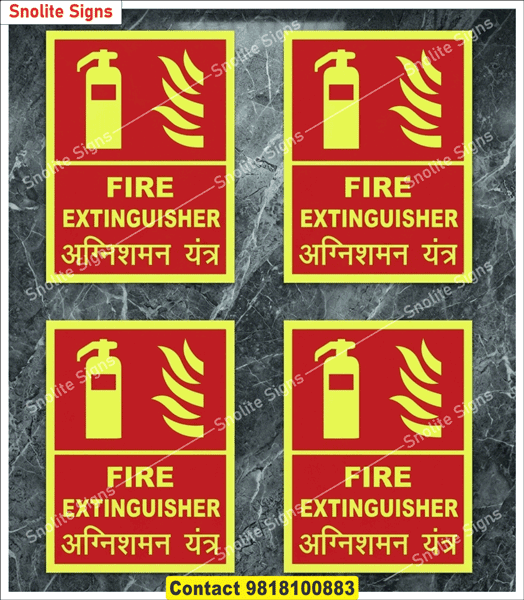 Ensure workplace safety with bilingual signage, High-durability fire extinguisher stickers for industrial use. Clear, compliant, and easy-to-install fire safety labels, Fire Extinguisher Sign, Fire Safety Signage