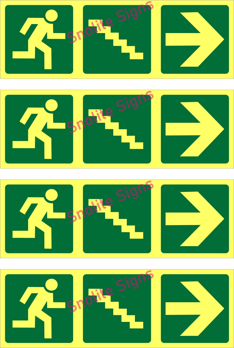 Purchase Radium Fire Exit Signboard Right Direction, Photoluminescent Vinyl Sticker Exit Sign, Photoluminescent Emergency Escape Route Sign Right, Glow in the Dark Exit Sign, Buy Night Glow Running Man With Right Arrow Fire Exit Sign Board