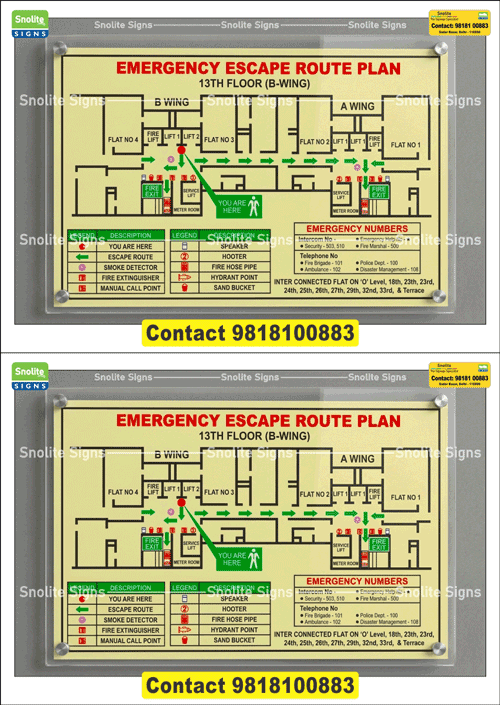 Hanging Type Fire Escape Route Plan in Delhi NCR, Buy Fire Evacuation Route Map in Delhi NCR, Self Adhesive Sticker of Building Evacuation Plan in Delhi NCR