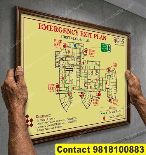 Glow in Dark Fire and Emergency Evacuation Plan in Delhi NCR, Supplier of Fire Exit Plan in Delhi NCR, Buy Fire Escape Plan in Delhi NCR, Night Glow Raium Evacuation Plan Drawing in Delhi NCR
