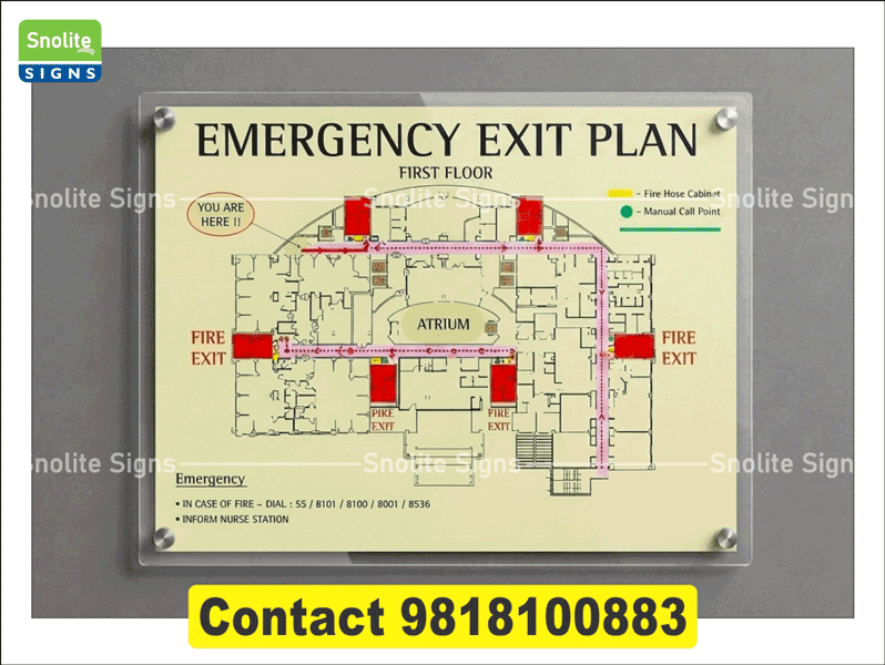 Purchase Rigid Sheet Photoluminescent Fire Exit Signs Delhi, Buy Glow Type Office Emergency Evacuation Plan Cost, Buy Radium Factory Fire Evacuation Layout Gurgaon