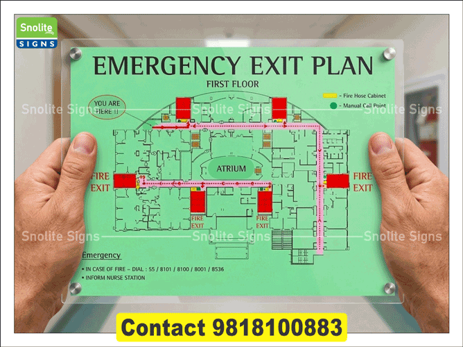 Buy Rigid Sheet auto glow Fire Escape Map, Buy auto glow Fire Escape Plan, Buy auto glow Fire Escape Plan Signage, Buy auto glow Fire Evacuation Plan