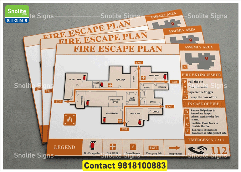 Wall Mounted Commercial Fire Escape Map & Emergency Evacuation Plan for a Commercial Retail Store to Ensure Safety, Regulatory Compliance, and Inspection Readiness.
