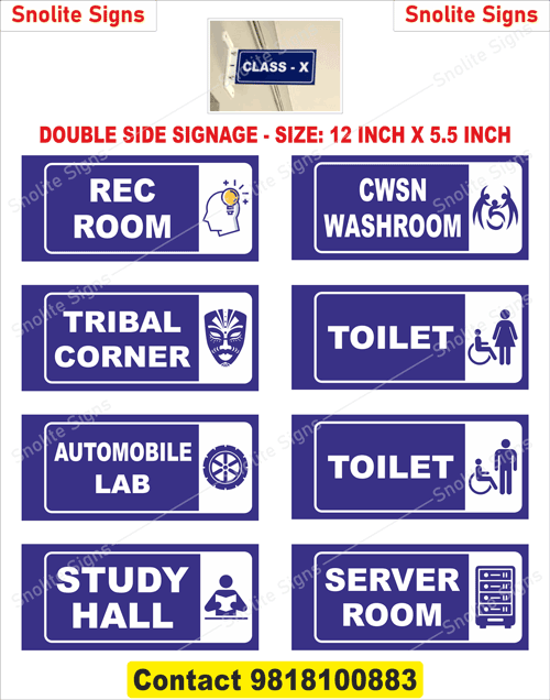 Double Sided Classroom Wall Projection Sign, CWSN Washroom Sign Plate, Accessible Toilet Signs for Schools, School Lab Door Name Plates, Computer Server Room Signs Buy, Tribal Corner School Sign Board, School Study Hall Door Signage