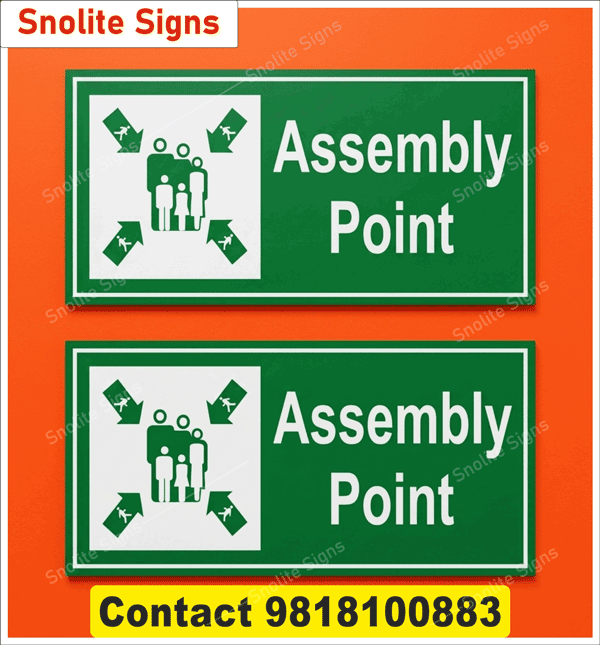 Buy Green Assembly Point Sign Board in Bihar, Emergency Evacuation Assembly Point Signage Best Price, Assembly Point Sign High Resolution PNG, Workplace Health and Safety Assembly Point Signs, Fire Assembly Point Signage Manufacturers Mumbai
