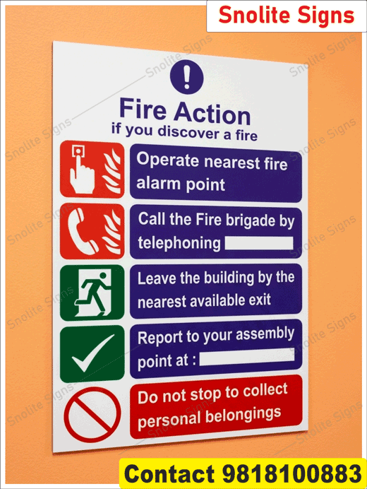 Buy Fire Action Signs, Commercial Fire Safety Signage, Self-Adhesive Vinyl Fire Action Sign Board, Hard Plastic Fire Emergency Signs, Glow in the Dark Fire Emergency Signs, Radium Vinyl Fire Notices, Stainless Steel Fire Safety Plaque, 