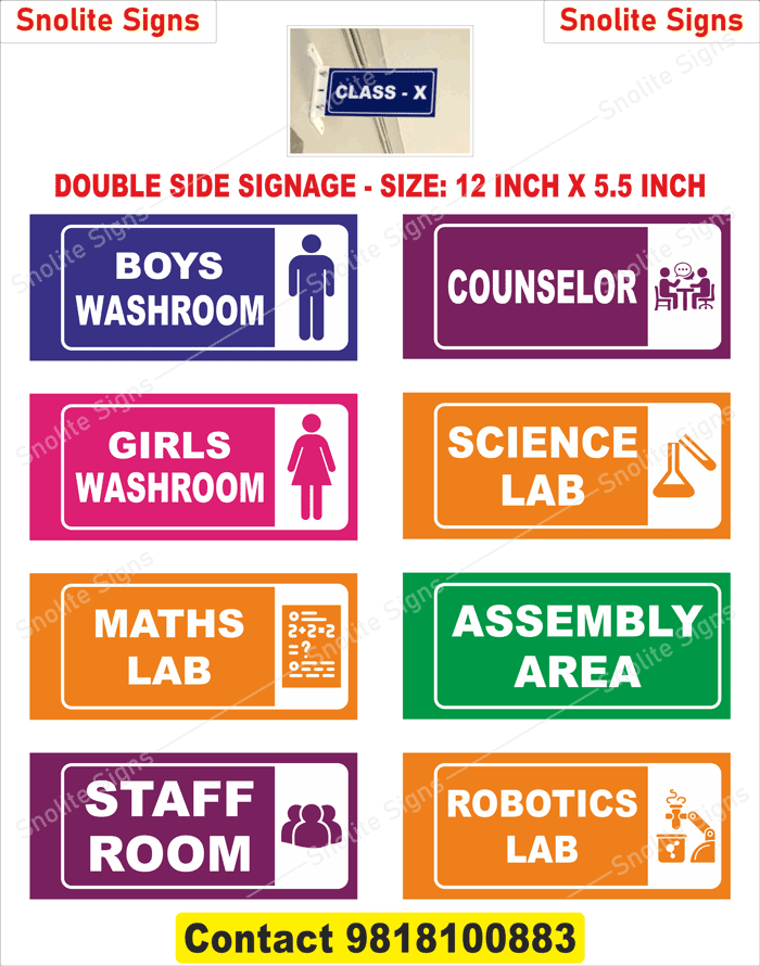 Best Quality Acrylic Name Plates for Schools, Colleges, Acrylic Name Plates Multicolour With School Logo, Modern , Acrylic Name Plates Designs for School Classrooms, Buy Class I–Xii School Name Plates, Buy School Signboards Class 1 to 12