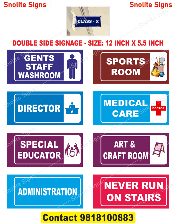 Buy Acrylic Classroom Name Plate With School Logo, Metal Name Plate for Classroom, Double Side Classroom Name Plate, Double Sided Sign Board, Class 1st to 12th Name Plates