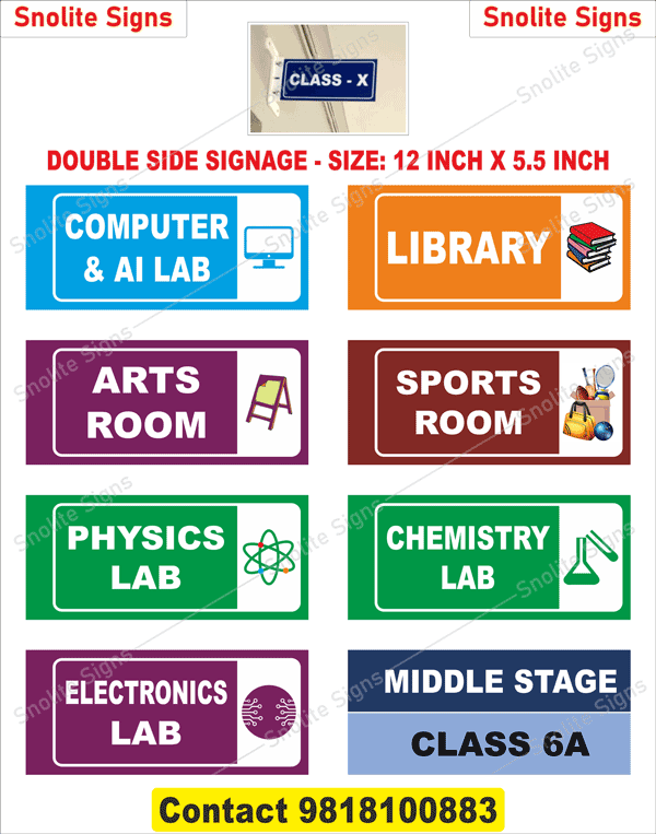 Classroom Hanging Name Plates Double Side School Signs, School Double Side Corridor Sign Classroom Double Side Signage Signs School Safety Signage, School Sun Board Signage Principal Office Signage Classroom Nameplates Classroom Signage 