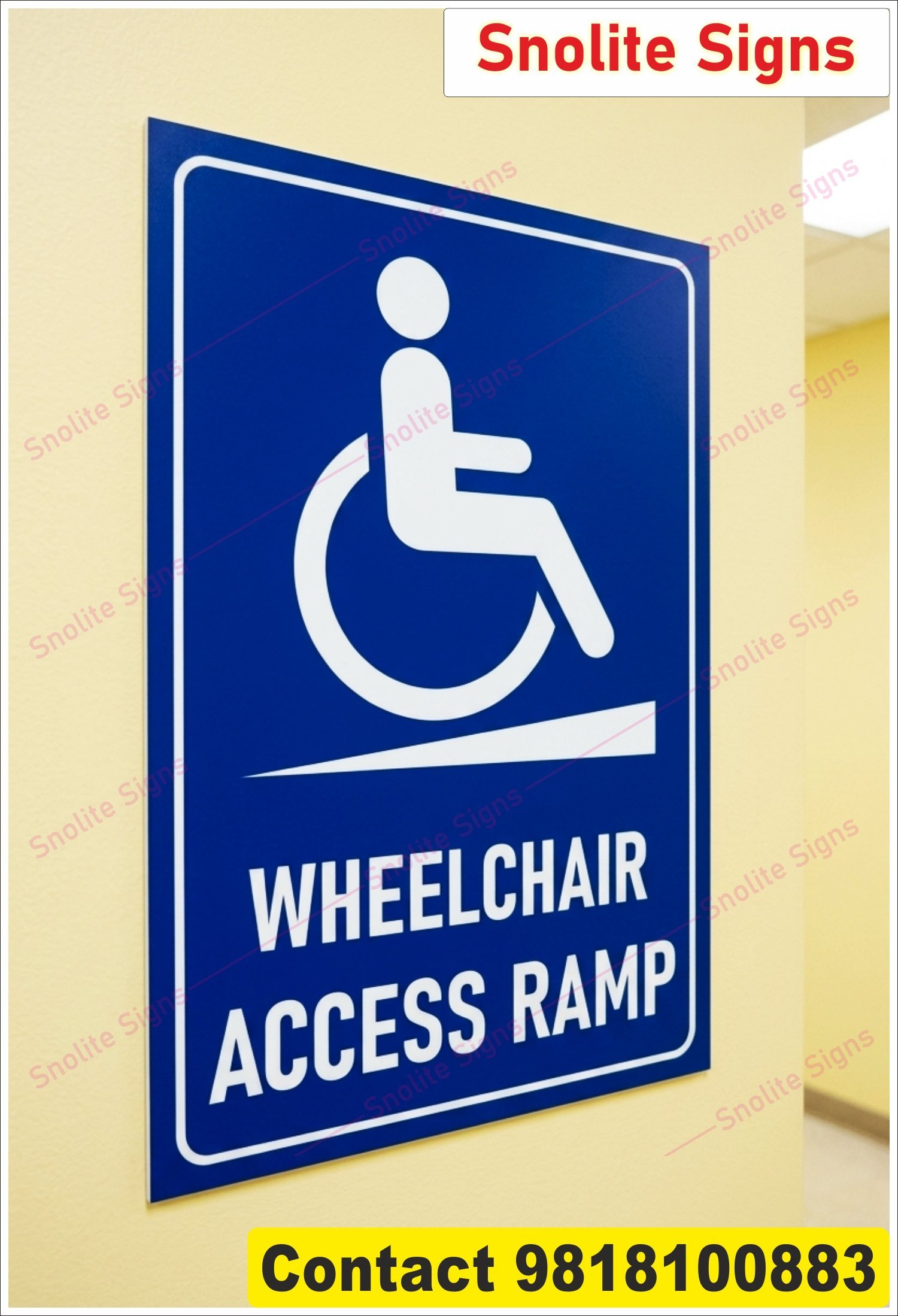 Buy Wheelchair Access Ramp Sign Blue and White Durable Weatherproof Plastic Signboard for Business and Public Buildings, Wheelchair Access Ramp Sign - Blue Handicap Disability Symbol Poster for Indoor Outdoor Business Wall Mounting