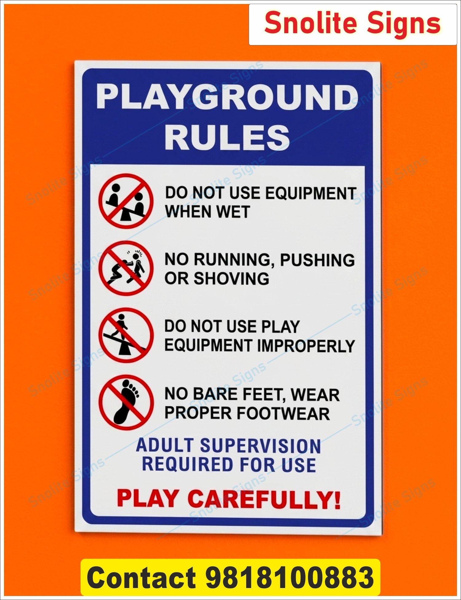 Acrylic Playground Rules Sign for Schools, College, Playground Rules Sign, Safety Signs for Schools, Park Warning Signs, Outdoor Play Area Rules, Commercial Playground Signage