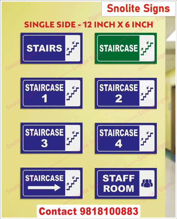 Buy School Staircase Signs, Purchase School Stairs Signage, Order Numbered Staircase Signs, Staff Room Door Signs Buy Online, School Directional Signs for Purchase, Buy Durable Plastic School Signs, Shop Blue and Green School Signage
