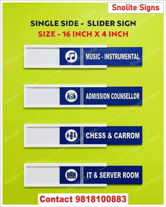 Buy Slider Signage for School College, School Signage Classroom Name Plates Slider, Teacher Name Plate,  Principal Office Slider Signs Near Me, Sliding Door Sign Board, Slide to Open Sign Board, Office Sliding Door Indicator