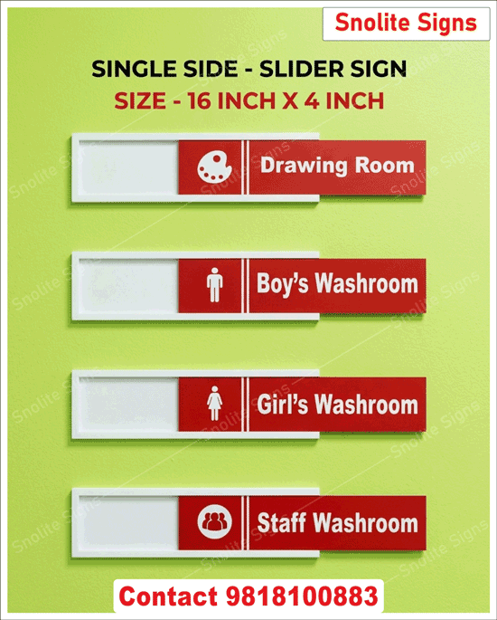Buy Custom Sliding Signs, Purchase Personalized Slider Signs, Slider Sign for School, Slider Signs for College, Slider Signs for Hospital, Slider Signages, Classroom Design Sliding Sign for Schools Custom Sliding Signs