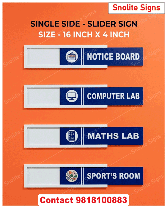 Buy Custom Slider Signages | Office & Door Signs | Snolite Signs, Slider Signages, Sliding Door Sign Board, Slide to Open/Close Sign, Office Sliding Door Indicator, Acrylic Slide Signs for Doors, Self-Adhesive Room Availability Sign