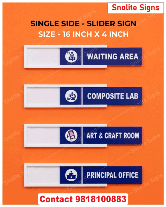 Purchase Slider Signages Best Price, Sliding Door Sign, Slide Indicator Sign, Office Door Sign, Acrylic Slide Sign, Custom Slider Signages in Delhi, Signage Manufacturer Near Me, Custom Slide Signs [City], Local Door Plate Makers