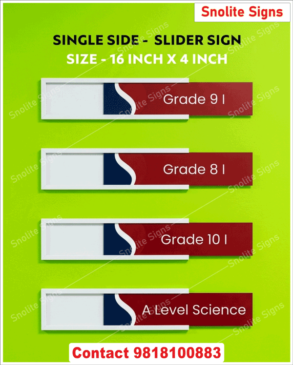Sliding Room Sign Board, Acrylic & Sunboard, Buy Class Room 1 to 12 Double Side Nameplates, Buy Class 1st to 12th Name Plates, Buy Class Room I–Xii School Name Plates, Buy Nursery Lkg Ukg Room Name Plates