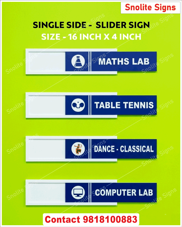 Sliding Room Sign With Removable Name Insert, Engraved Office Sign Board, School Double Side Sign Board, Double Side Classroom Name Plate Classroom Nameplates With School Logo, School Hanging Signs Hanging Name Plates 