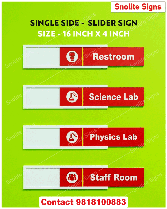 Commercial Grade Acrylic Slider Sign Board With Changeable Inserts, Metal Name Plates for Classroom, Classroom Name Plates, Classroom Single Sided Name Plates, Name Plates for Schools Colleges, Name Plate for Office, Classroom Name Plates