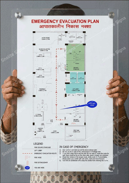 Buy Glow in Dark Fire Evacuation Plan for Office, Buy Sun Board Multicolor Acrylic Fire Evacuation Plan Signages, Wall Mount Night Glow Floor Evacuation Plan