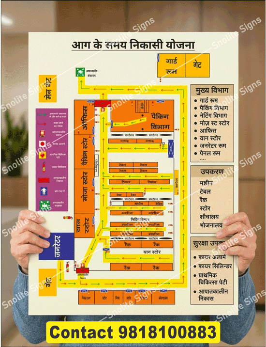 Buy Fire Escape Route Plan at Best Price in New Delhi Ncr, Fire Emergency Evacuation Sign Board Manufacturer Near Me. For Identifying Safe Exits During Fire Emergencies, Ensuring Smooth, Quick Escapes