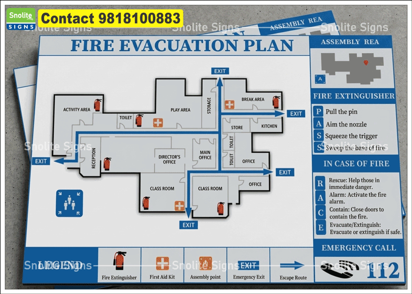 Purchase Radium Fire Escape Plan, Buy Fire Evacuation Plan, Emergency Exit Plan, Safety Map Design, Evacuation Diagram (As per NFAP / Iso Standards)