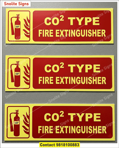 Purchase CO2 Type Fire Extinguisher Signage Manufacture, Buy Hindi Fire Safety Sign Boards, Top Fire Safety Signage Manufacturers in Delhi Near Me, Buy CO2 Fire Extinguisher Signs for Office Buildings