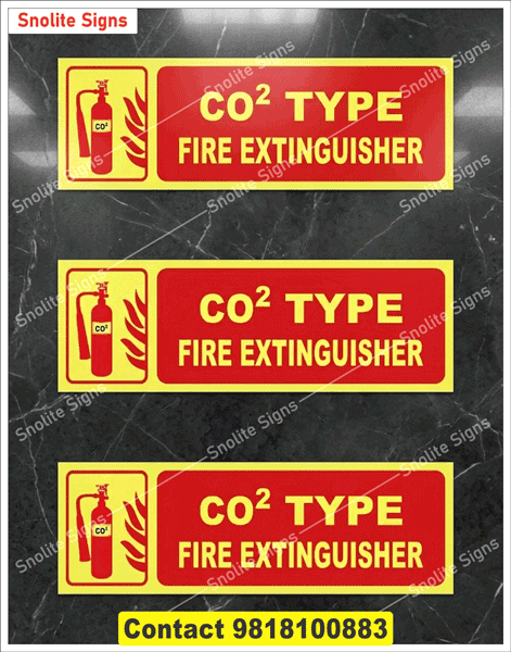 Purchase CO2 Type Fire Extinguisher Sign Board, Fire Race Pass Sign Manufacturer in Delhi NCR, Glow in Dark ABC Type Fire Extinguisher Signage, Buy Photoluminescent Glow in Dark Fire Exit Signs