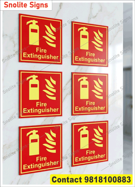 Best high visibility fire emergency signs, Standard size fire extinguisher wall stickers, Mandatory fire safety signage for shops, OSHA Compliant Fire Signs, Manufacturing Unit Safety Signage, Waterproof fire extinguisher sticker