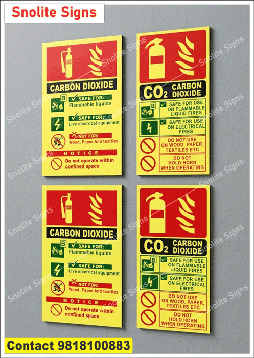 Buy Bilingual Fire Safety Sign Board, Photoluminescent High-Visibility CO2 Signage, Self-Adhesive PVC Vinyl Fire Safety Labels, Fire Extinguisher Instruction Stickers for Schools and Hospitals, Pack of 2 Fire Extinguisher Instruction Safety Signs