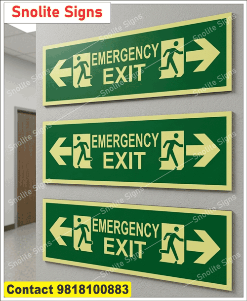 Fire Exit Sign Board in Hindi, Fire Exit Board Design Hindi English, Emergency Exit Signs in Hindi Language, Buy Bilingual Fire Exit Signs Online, Fire Exit Arrow Down Sign Board, Blue and Yellow Fire Exit Signage, Glow in the Dark Fire Exit Board Hindi