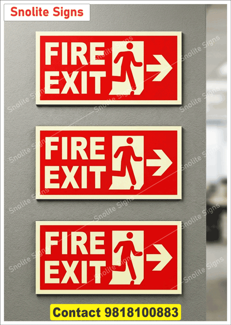 Reflective Fire Exit Sign Board Sticker With Right Arrow Manufacture, Red Emergency Fire Exit Signage for Commercial Buildings, Running Man Fire Exit Sticker, Glow in the Dark Pvc Waterproof Sticker