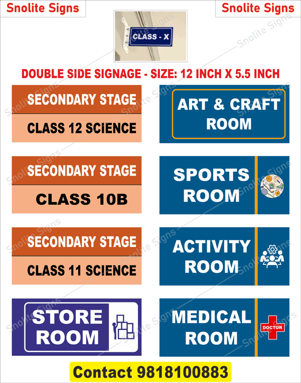School Sign Board Manufacturer College Sign Board Manufacturer & Supplier, Classroom Name Plates, School Name Plates, Acrylic Double Side Classroom Name Plate for Hotel School Hospital College, Acrylic Wall Name Plate Both Side