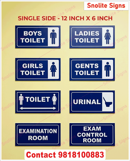 Buy School Toilet Signs, Purchase Examination Room Signage, Buy Plastic Restroom Signs for Schools, Buy Blue and White School Signage, Purchase Exam Control Room Board, Buy Institutional Washroom Signs, Purchase School Exam Room Door Signs