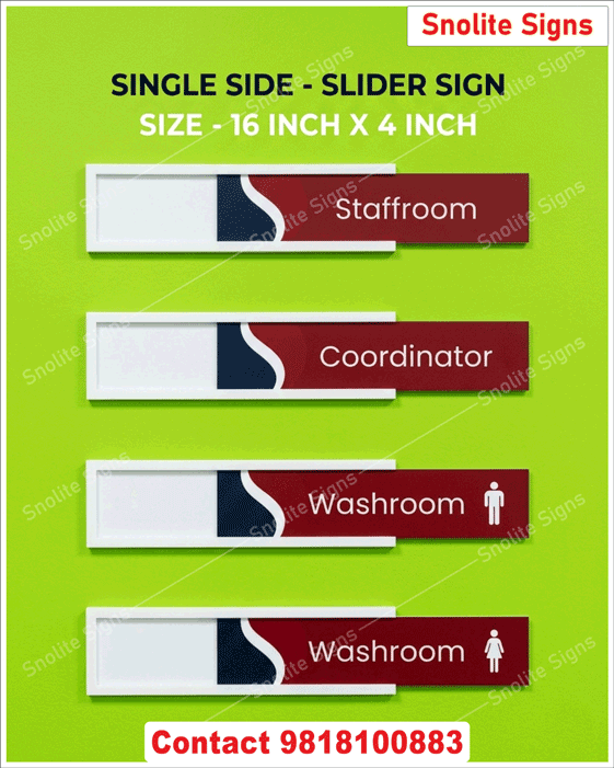 Best Quality Acrylic Name Plates for Schools, Colleges, Acrylic Name Plates Multicolour With School Logo, Modern , Acrylic Name Plates Designs for School Classrooms  Slider Name Plate, Sliding Sign Board